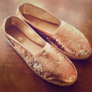 Rose-gold sequin espadrilles